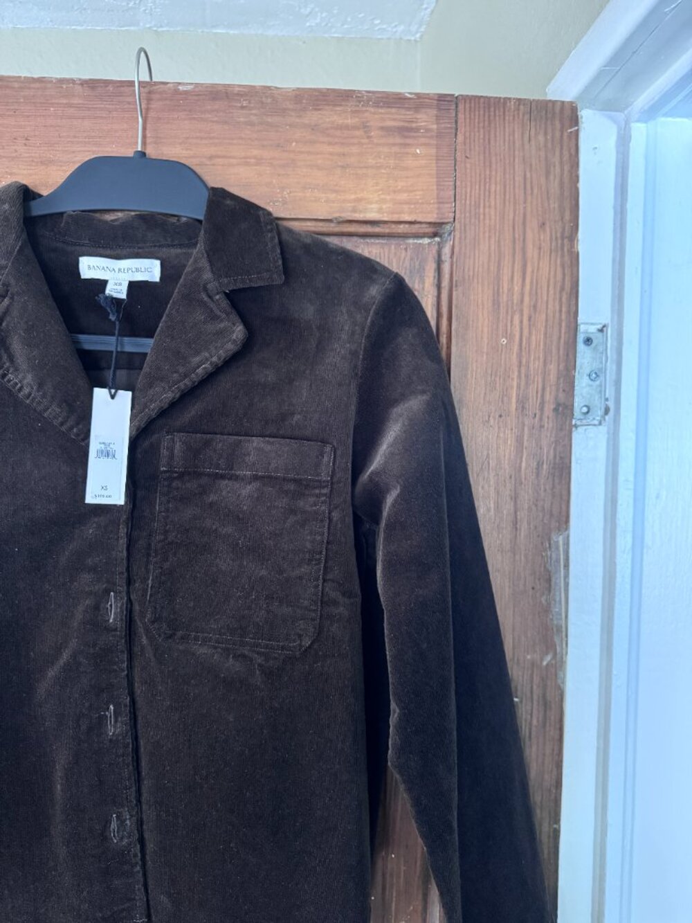 Banana Republic Brown Velvet Button Front Shirt Jacket XS NWT - Picture 3 of 4